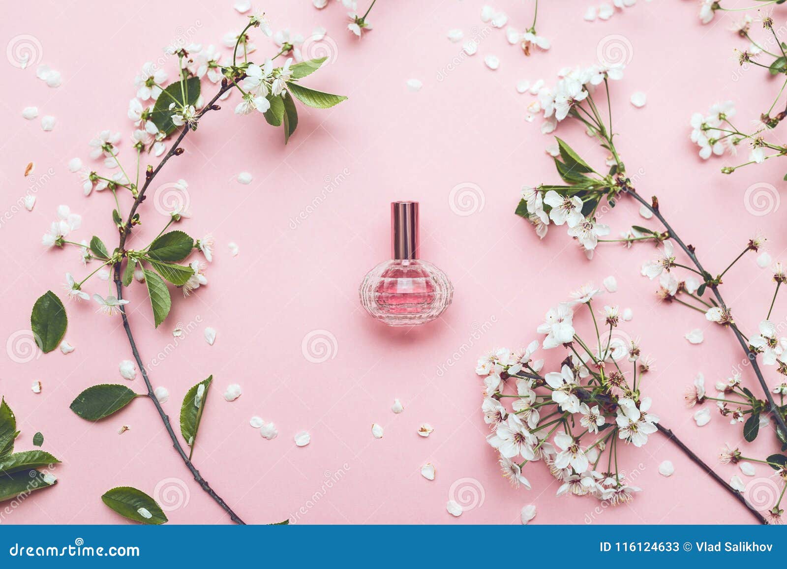 Perfume Jar with Apricot Blossom Stock Image Image of container