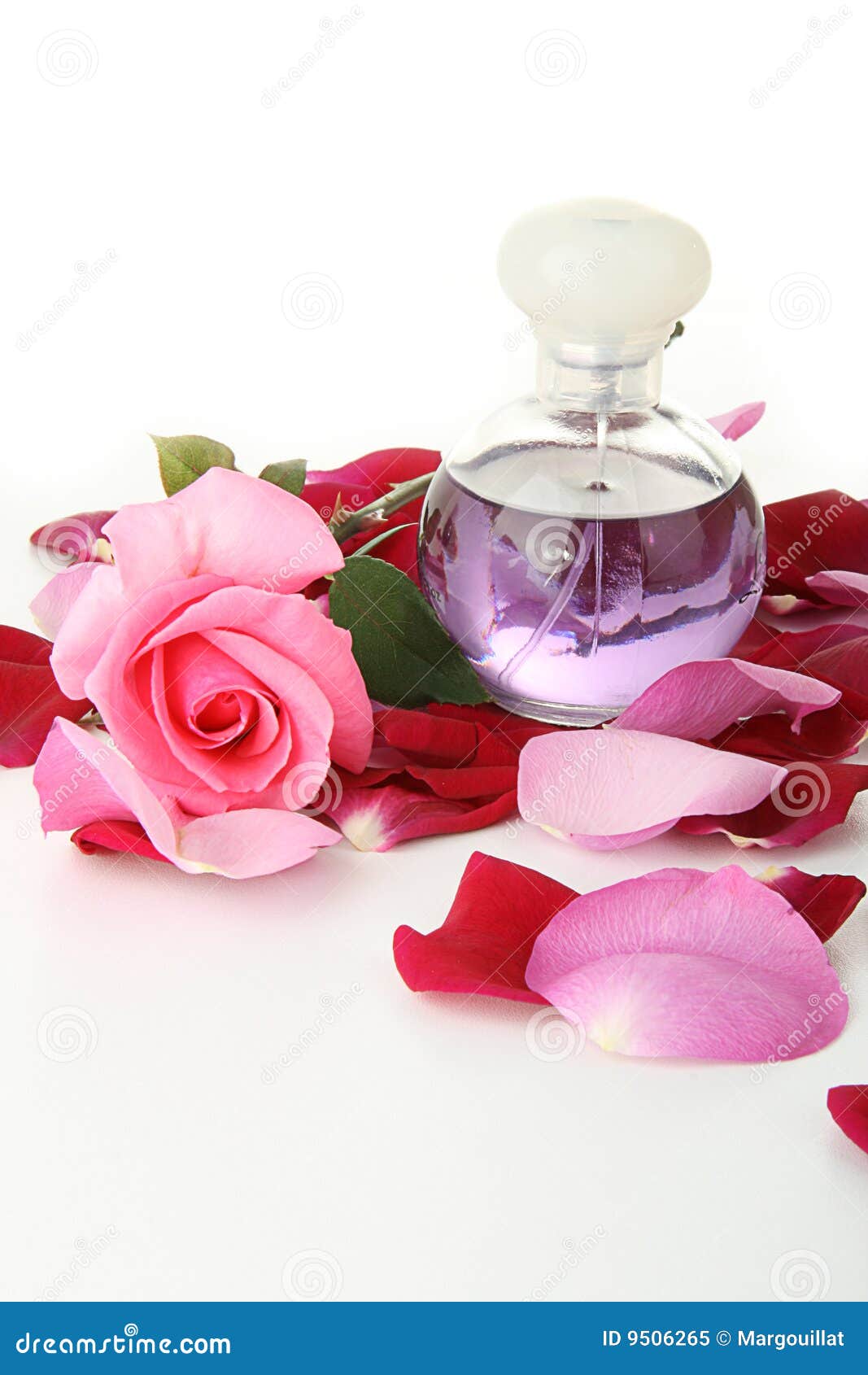 Perfume and roses petals stock image. Image of beauty 9506265