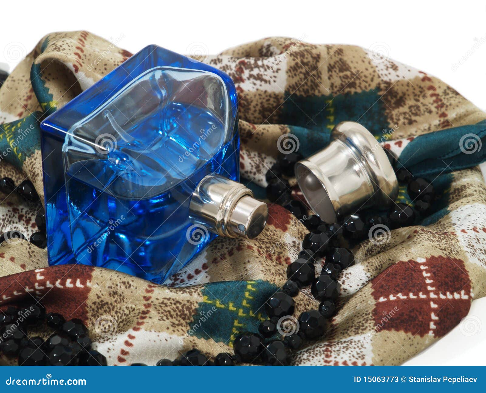 Perfume, Scarf and Necklace Stock Image Image of pulverizer, aroma