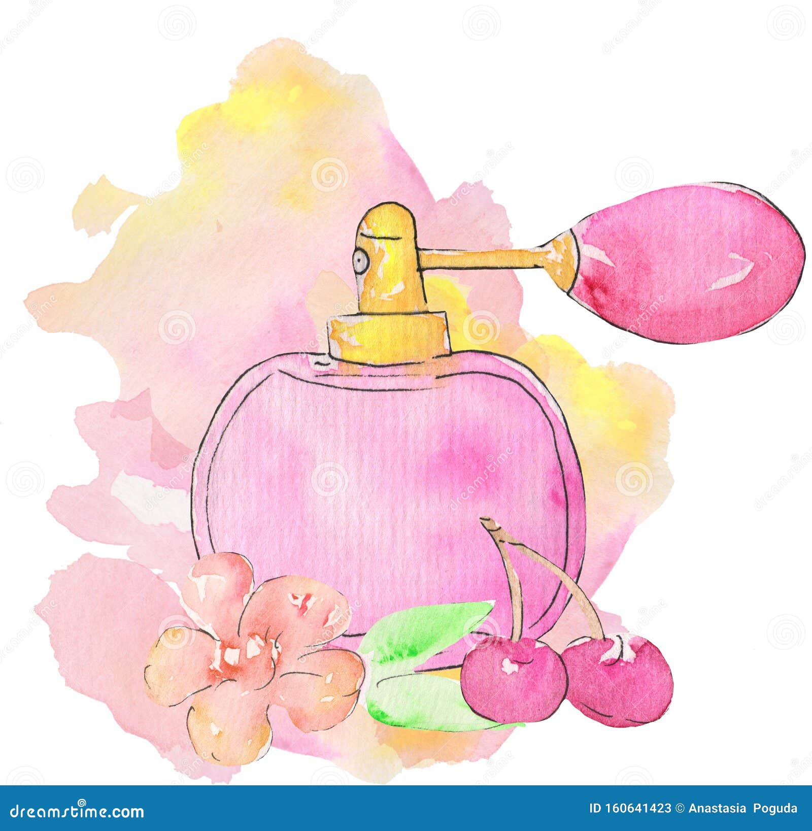 Perfume in a Transparent Glass Jar of Pink Color with Flowers and ...