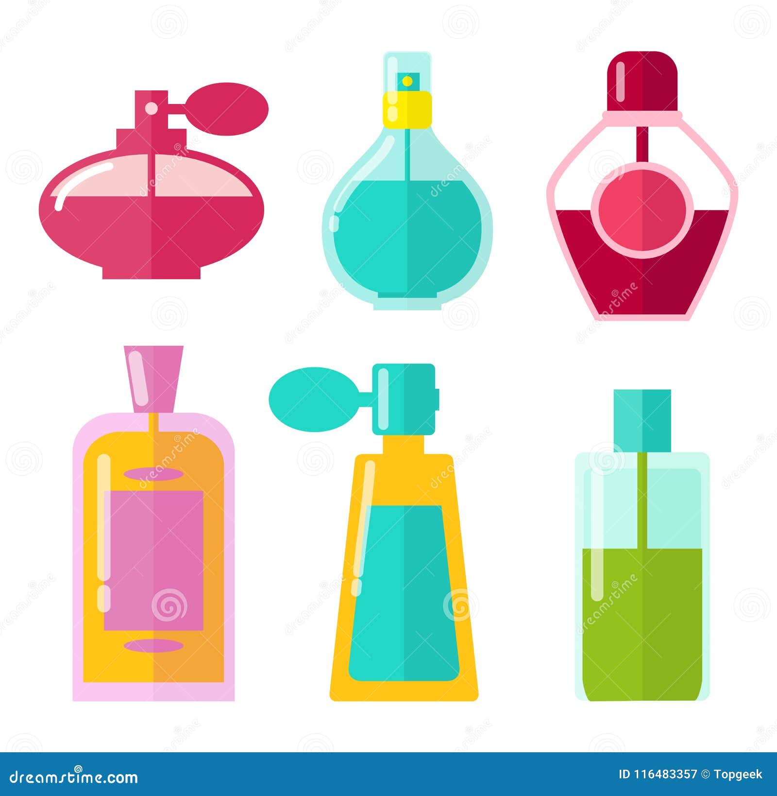 Perfumes in Bottles Collection Vector Illustration Stock Vector ...