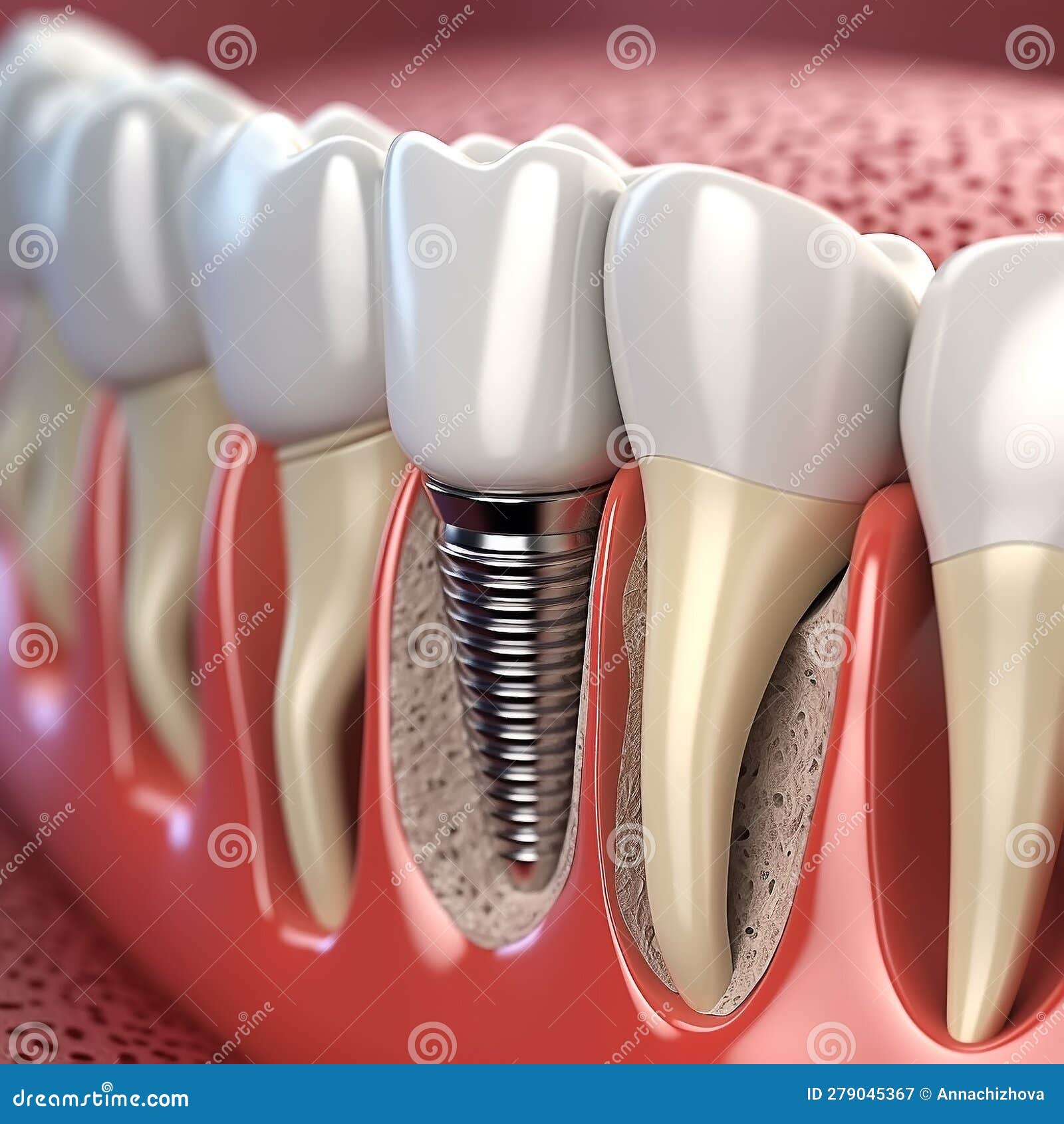 Periimplantitis with Visible Bone Damage. Medically Accurate 3D