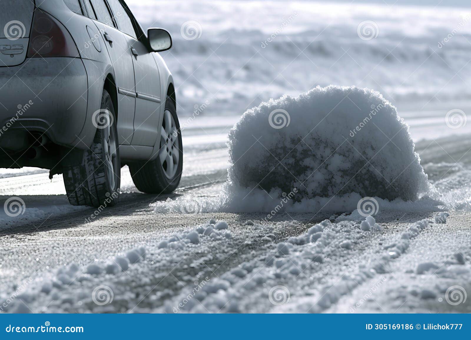 perilous winter drive. capturing the tense and dangerous skid of a car on icy roads