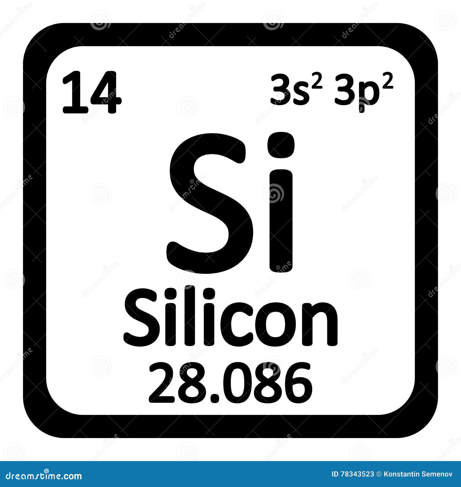Periodic table element silicon icon Royalty Free Vector