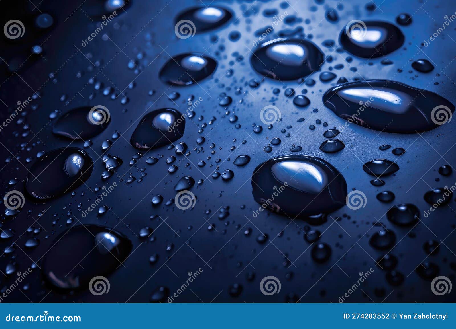 Periwinkle Blue with Drops on Black Gradient Background. Generative AI