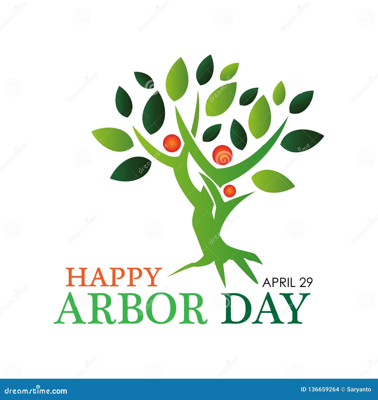 Happy Arbor Day Stock Background. March 21. Vector Illustration Stock