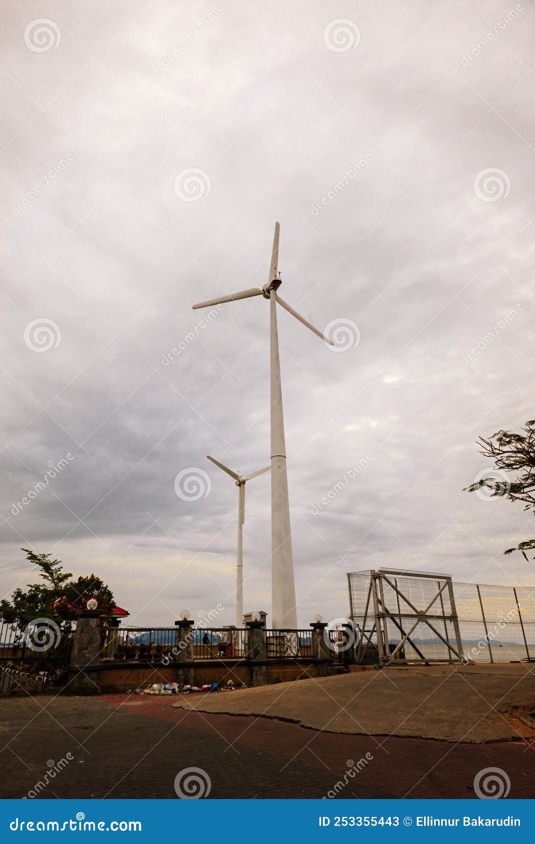 Wind Turbines at the Jetty of Kuala Perlis Editorial Stock Photo