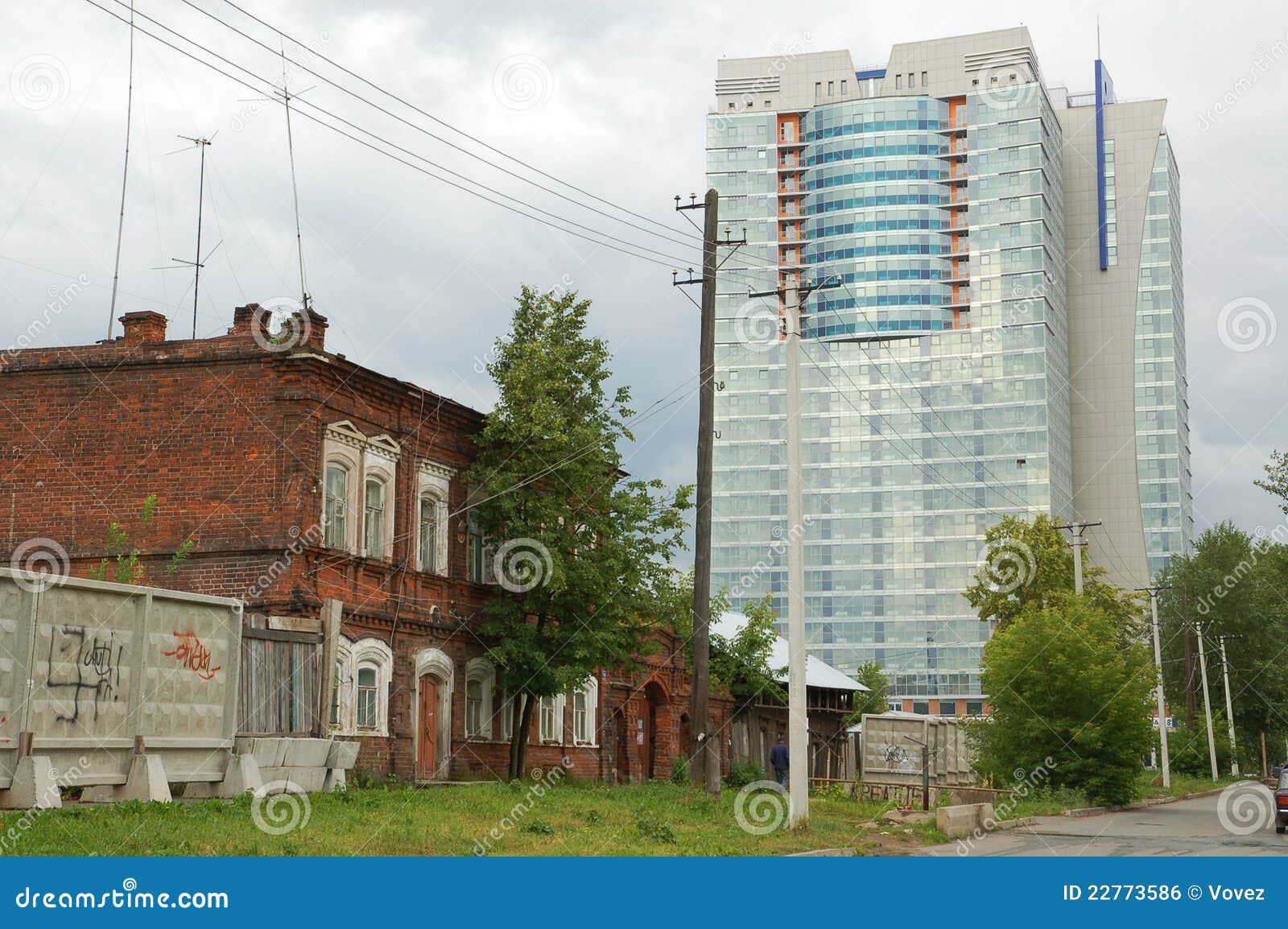 Perm, the Old House and Skyscraper Stock Photo Image of stone, russia