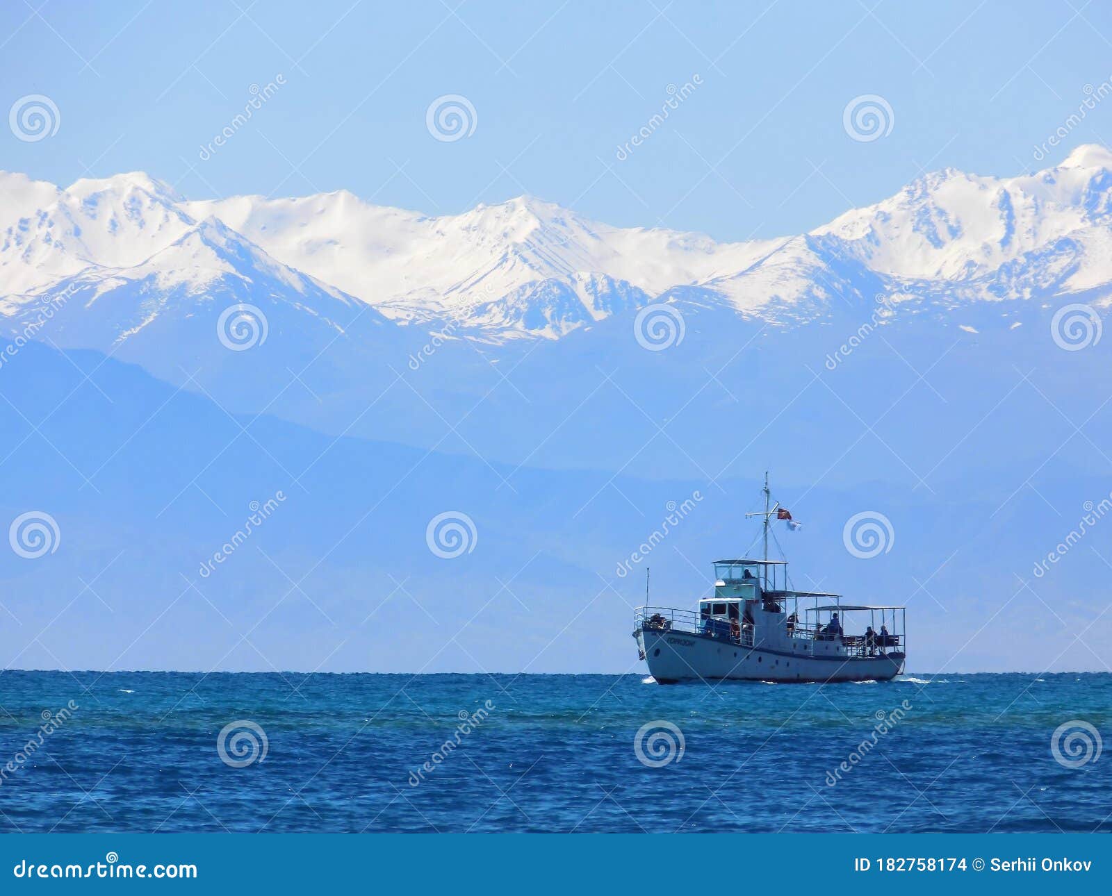 permafrost tops of tyan shan mountains above issyk kul lake