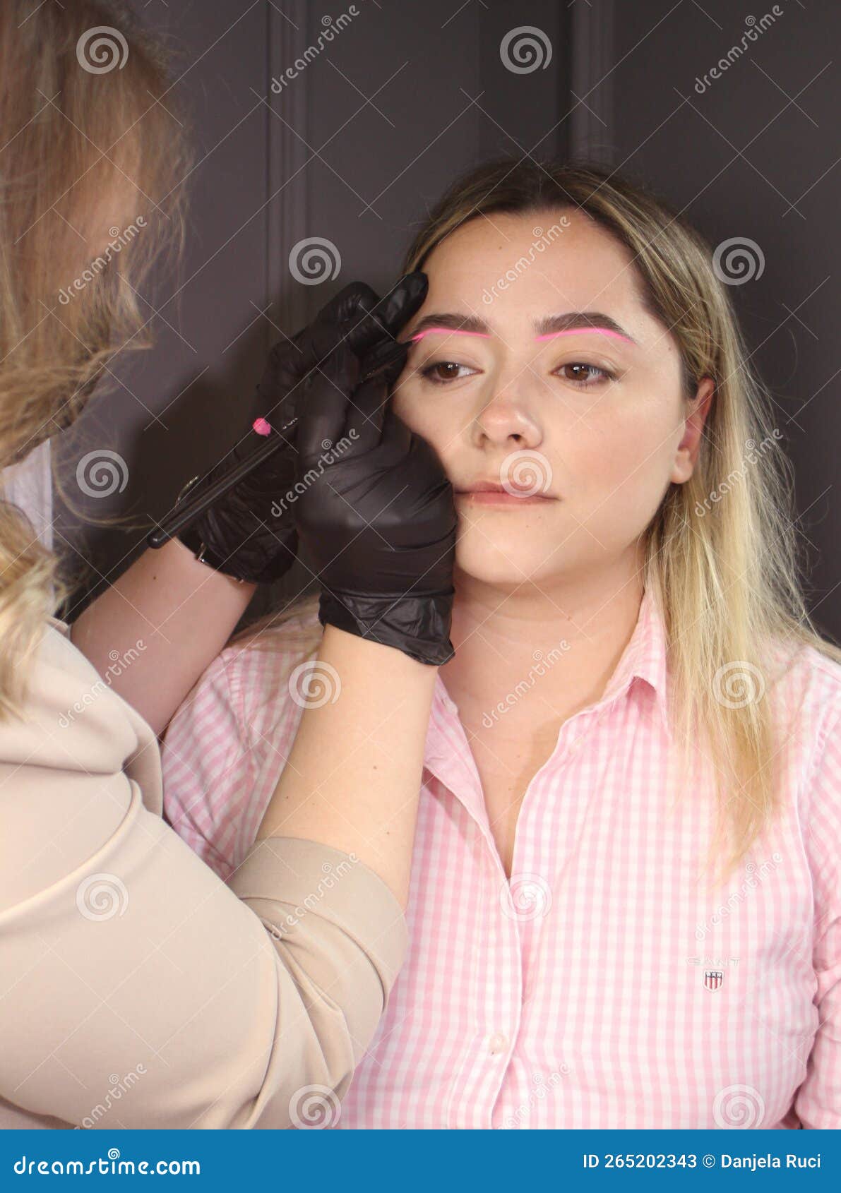 Permanent Makeup Artist Contouring the Eyebrows Stock Image Image of