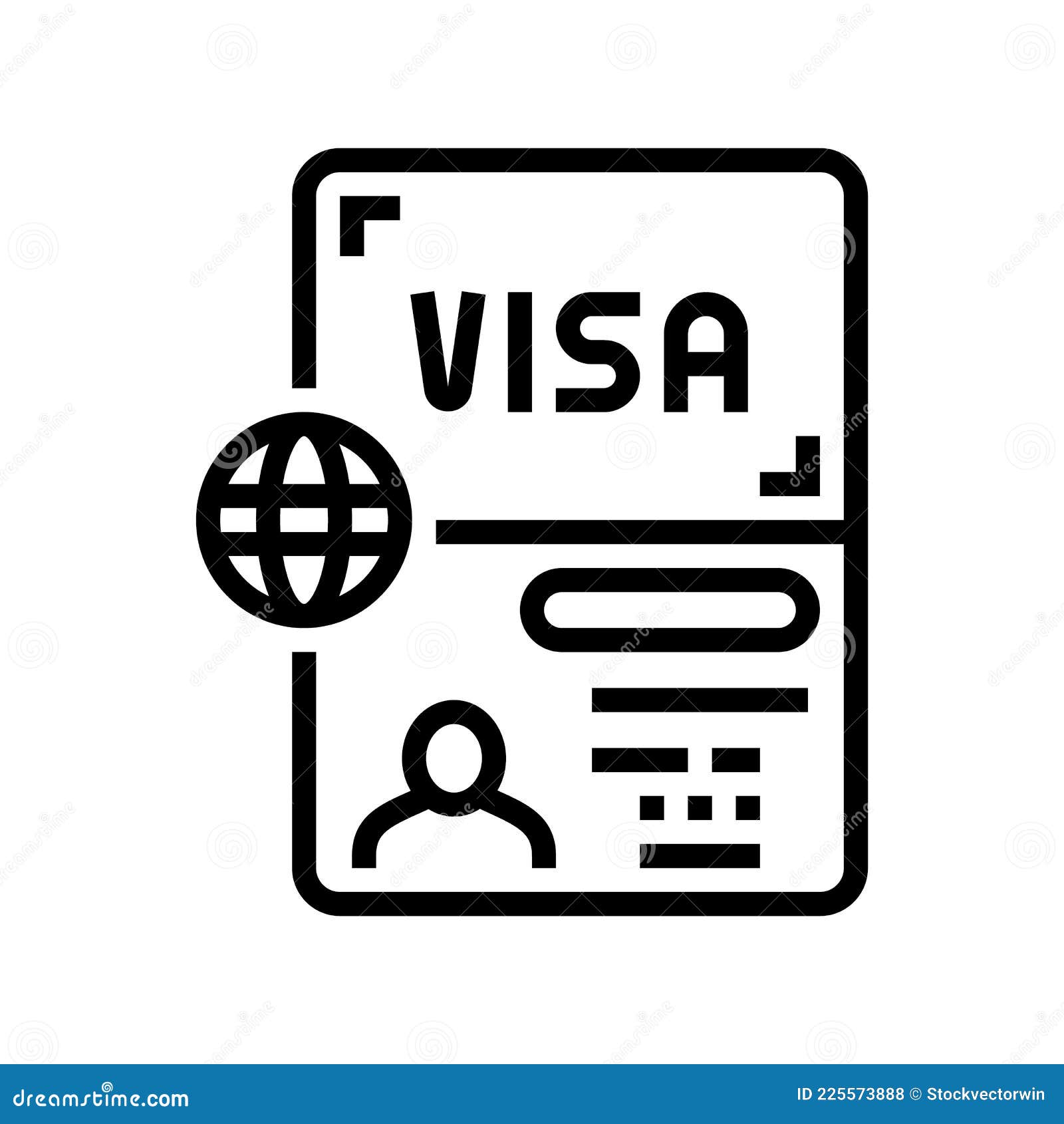 Permitting Document Visa Line Icon Vector Illustration Stock Vector -  Illustration of traveling, investment: 225573888