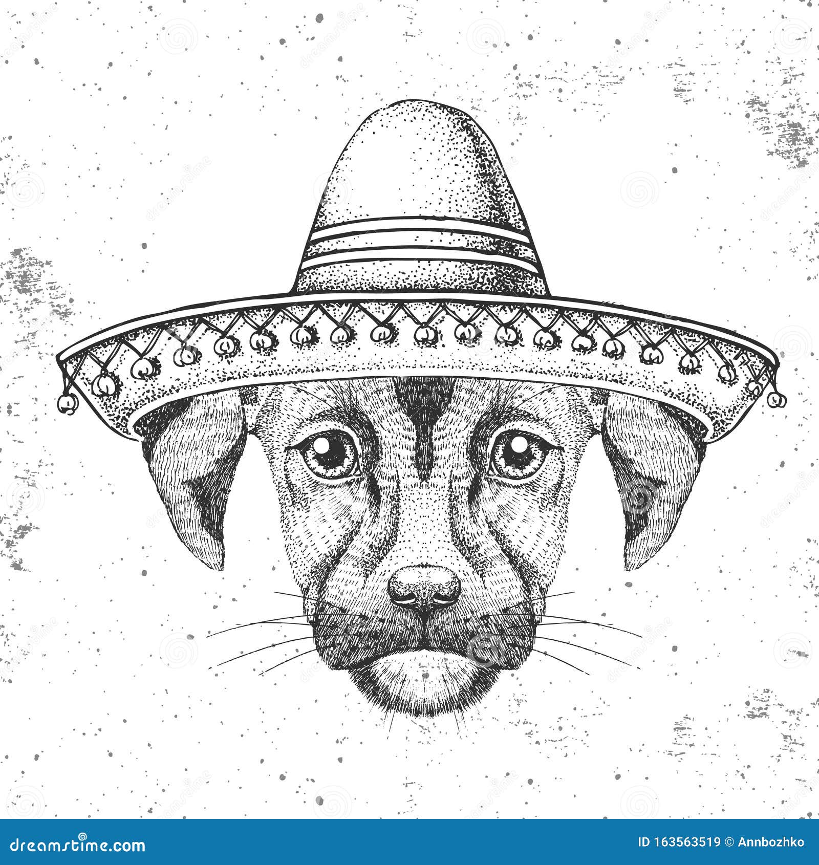 Perro Animal Hipster Con Sombrero Mexicano Dibujo Manual Lápiz De Perro  Ilustración del Vector - Ilustración de mascota, fondo: 163563519