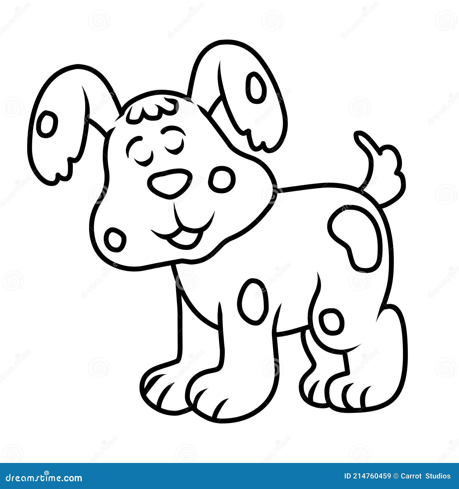 Perro Dibujos Animados Línea Dibujo Página Para Colorear Ilustración del  Vector - Ilustración de bosquejo, vector: 214760459