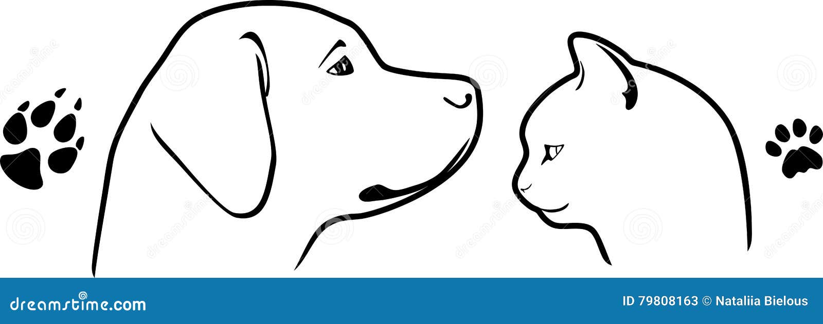 Perro Gato Y Sus Huellas Ilustracion Del Vector Ilustracion De