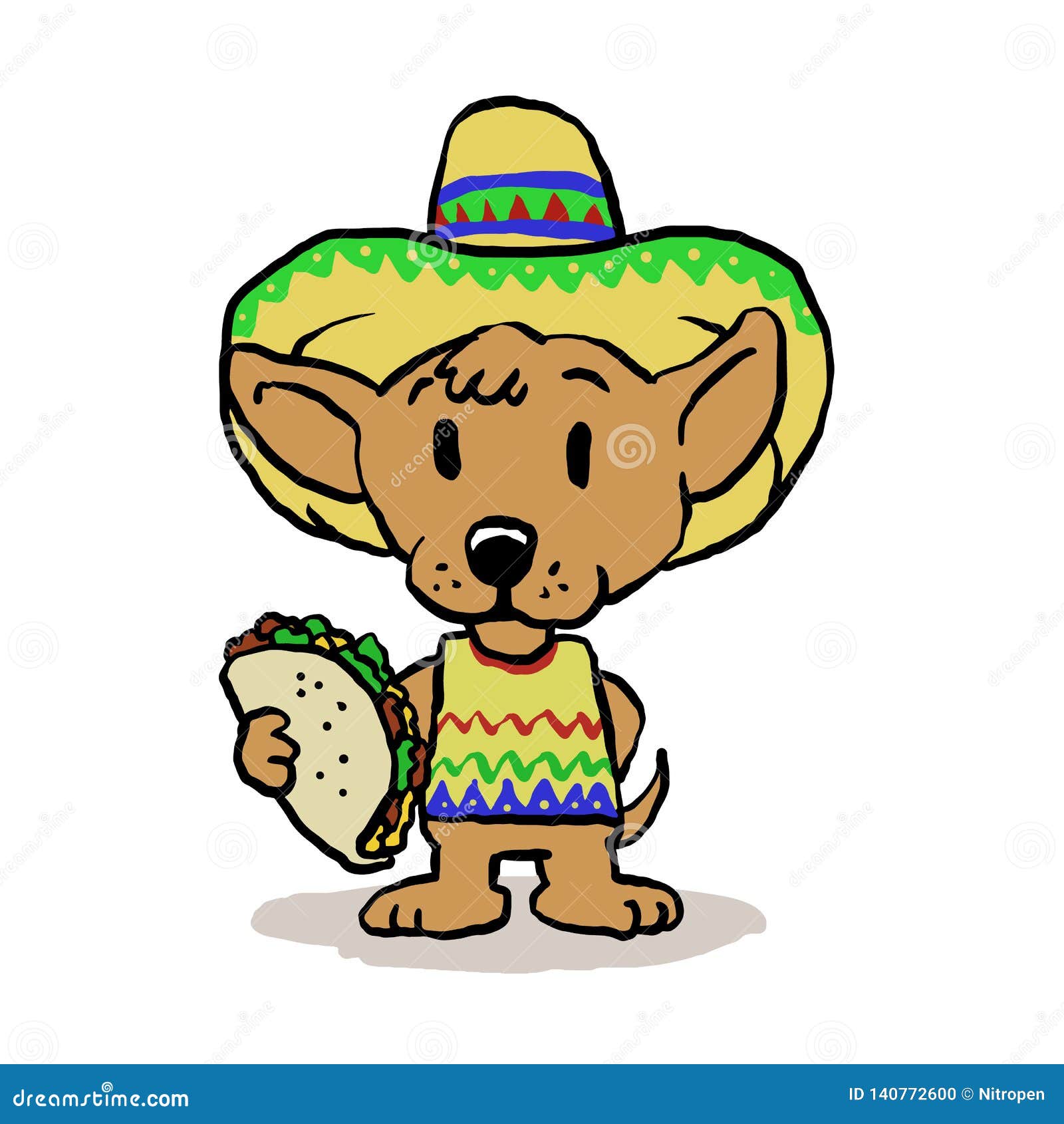 Perro mexicano con el taco ilustración del vector. Ilustración de