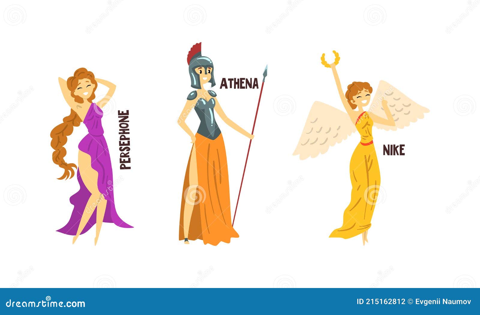 Persephone Athena Nike Olympische Griechische Götter Set Alte Griechische Mythologie Vektor Illustration Vektor Abbildung - von antike, majestätisch: 215162812
