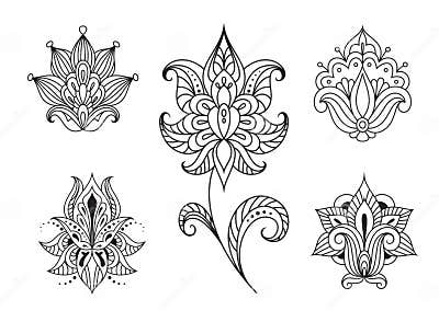 Persian Floral Paisley Embellishments Stock Vector - Illustration of ...