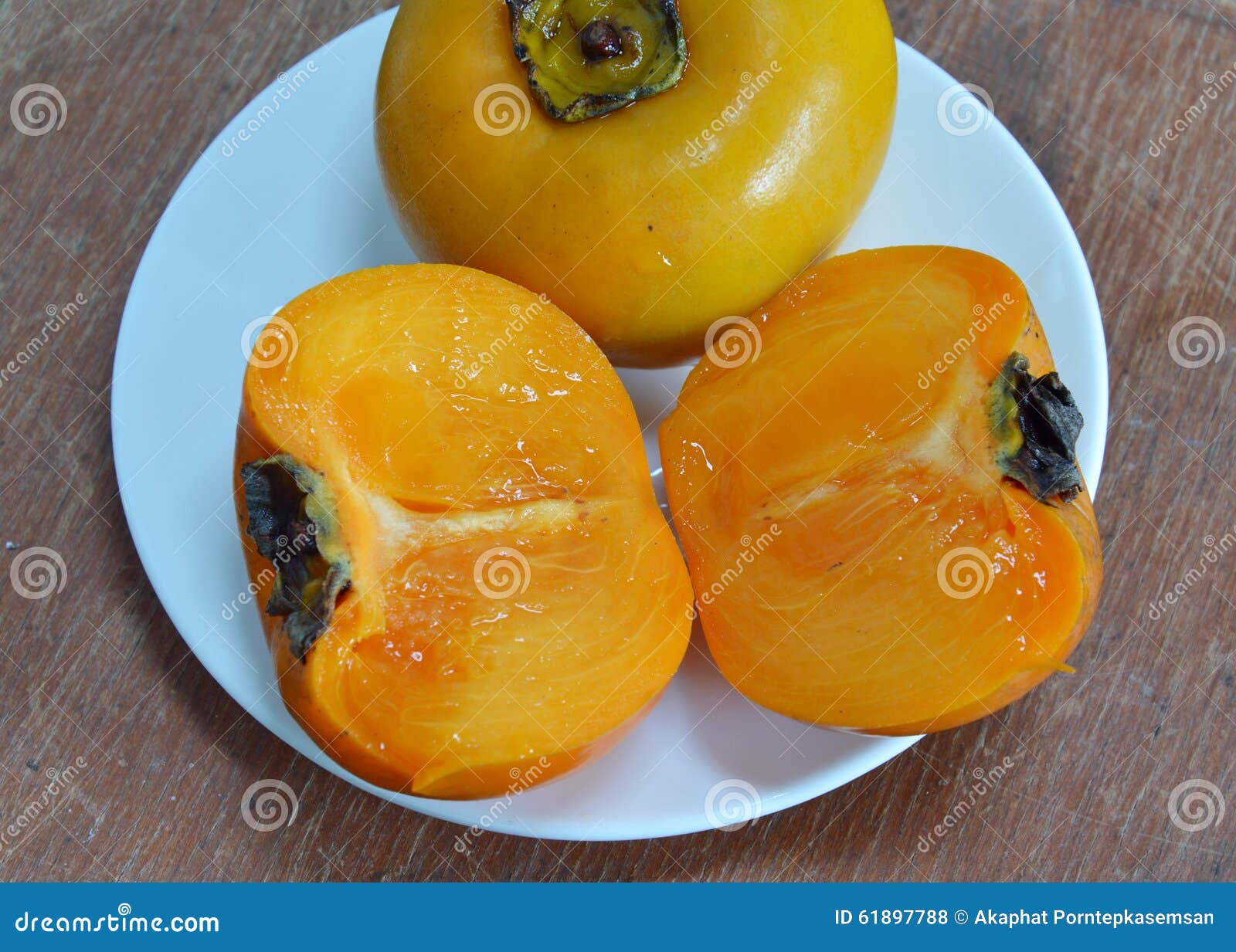 Persimmon Chinese Fruit on Dish Stock Photo Image of dish, chinese