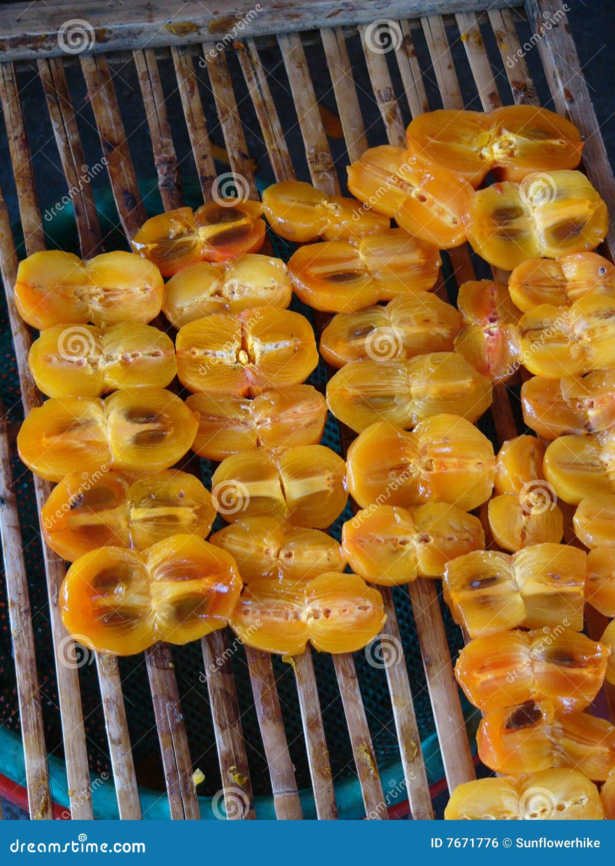 Persimmons drying stock photo. Image of line, dessert 7671776