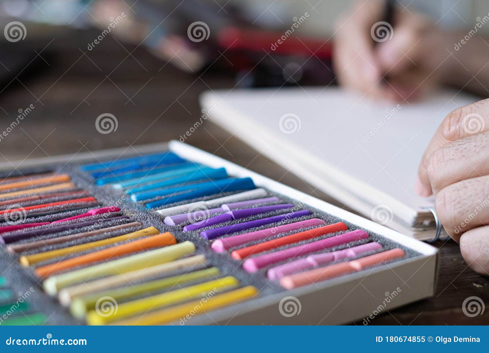 pic Crayon Painting On Paper person artist painting with a pastel crayon chalks on a white sheet of paper selective focus stock image image of artistic laptop 180674855