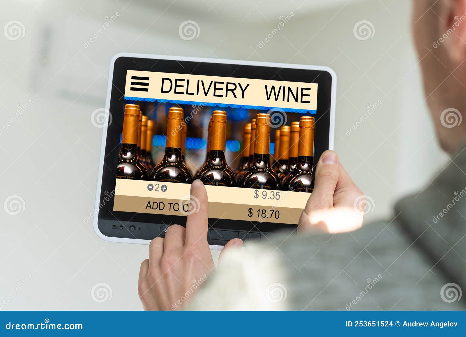 Person Browsing and Buying Wine Online Stock Photo Image of commerce