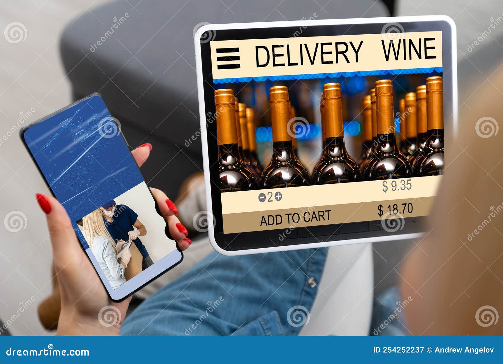 Person Browsing and Buying Wine Online Stock Image Image of girl