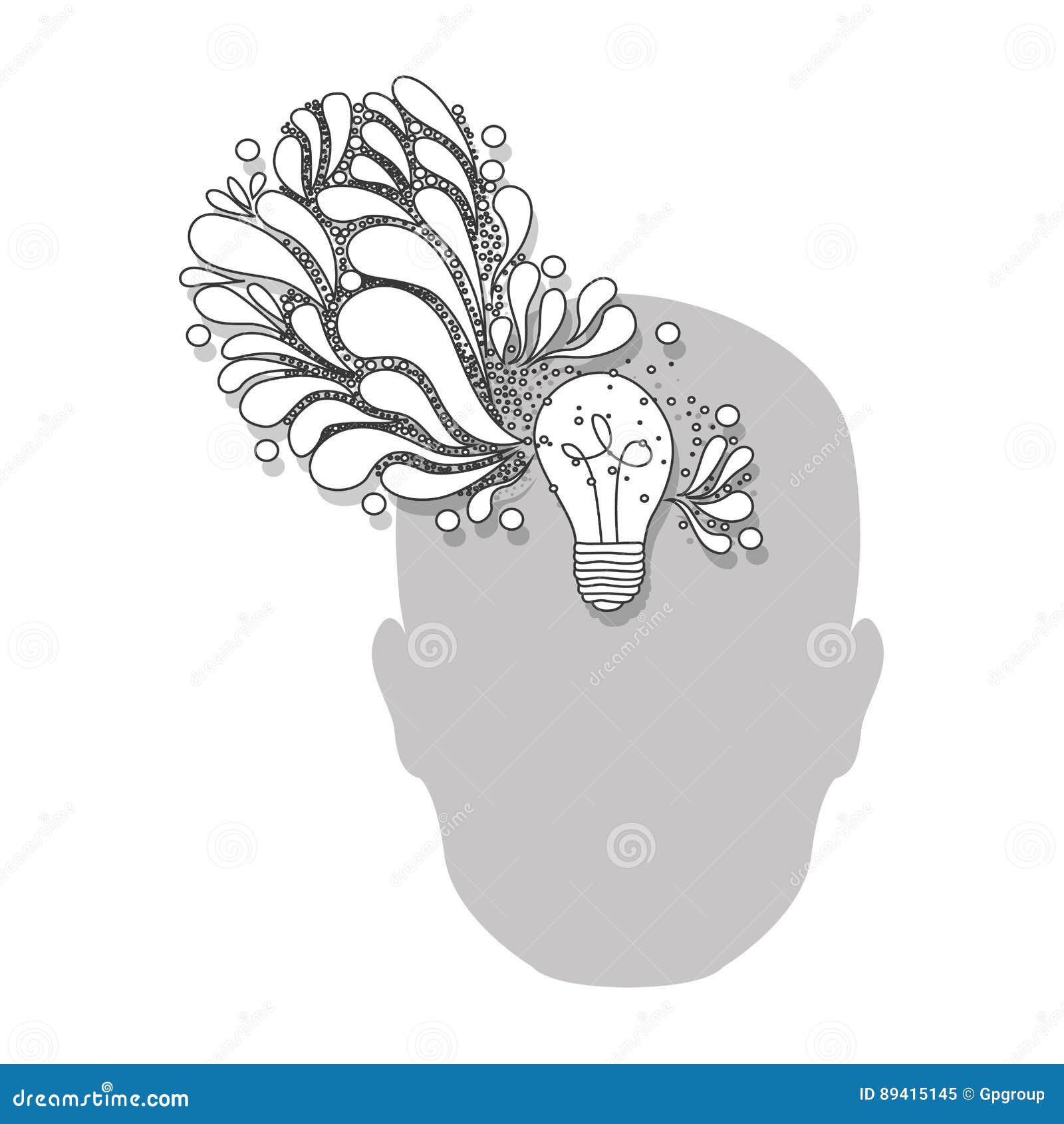 Person with Bulb Brain Icon Stock Illustration - Illustration of light ...
