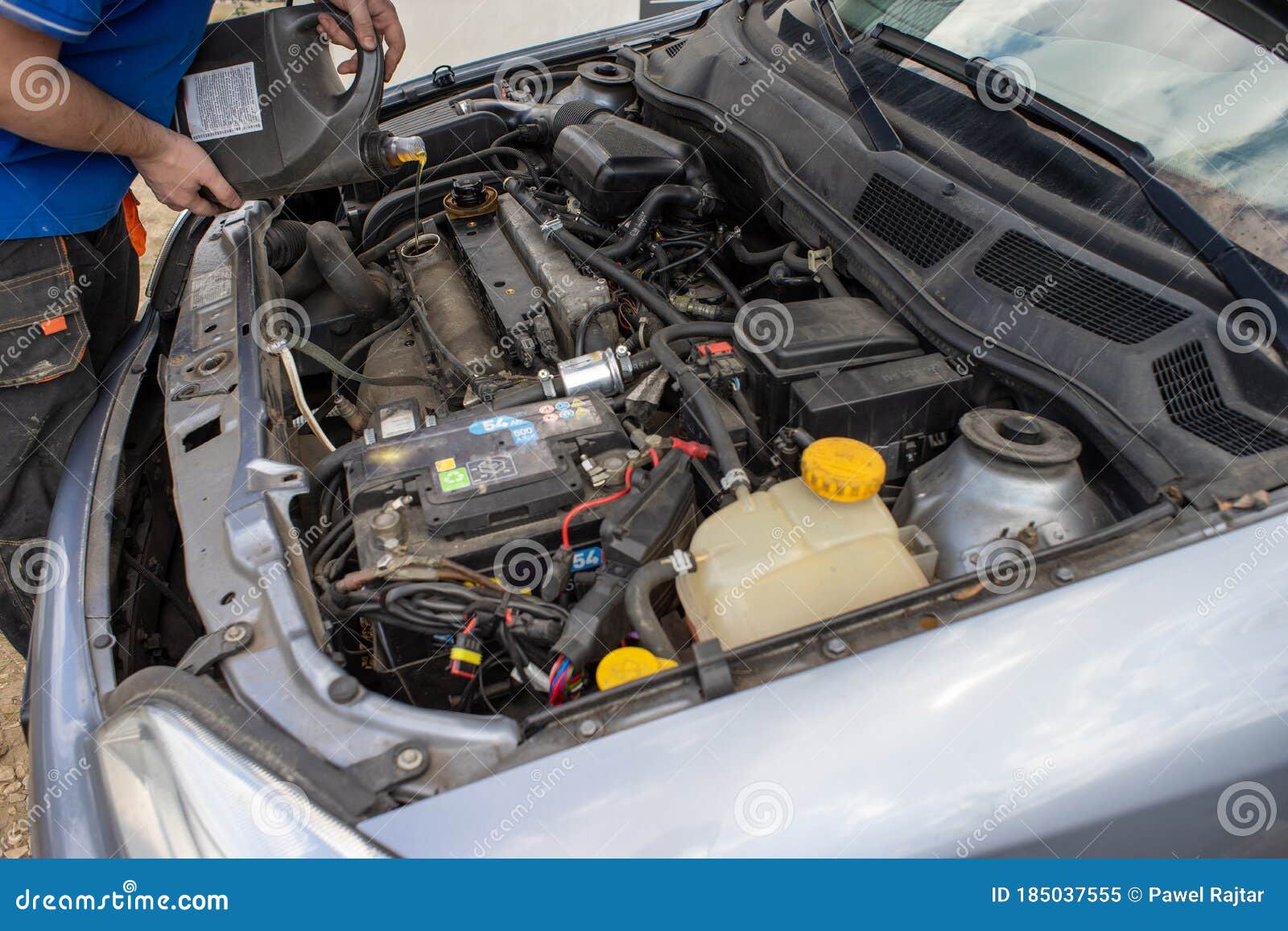 The Person Changes the Oil Filter in the Car Stock Image Image of