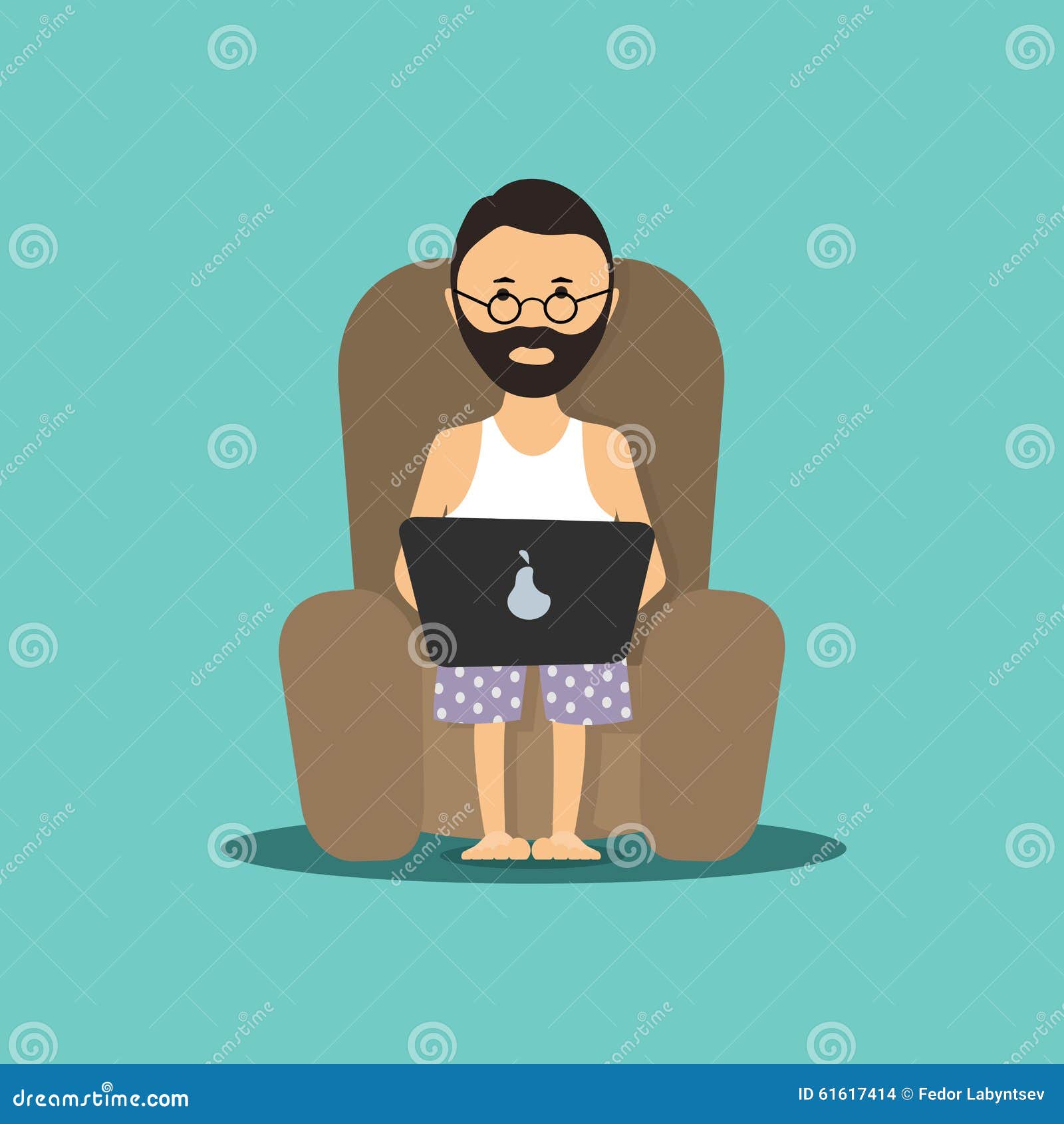 Person at the Computer in a Chair a Illustration Stock Vector