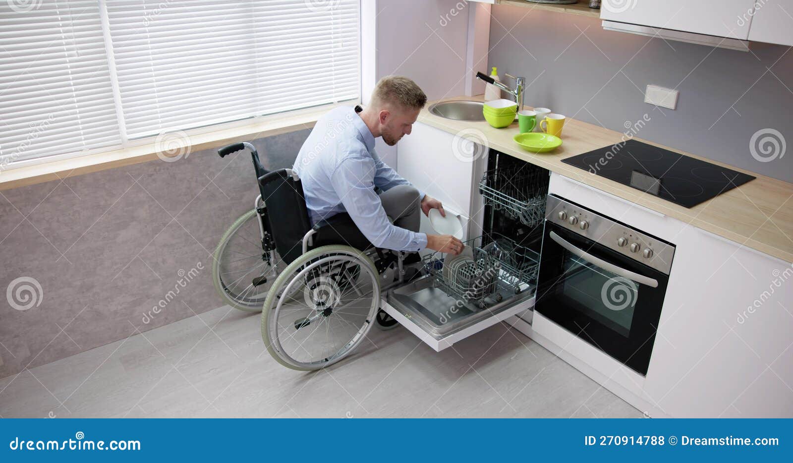 Person with Disability in Wheelchair Using Dishwasher Stock Photo Image of house, young 270914788