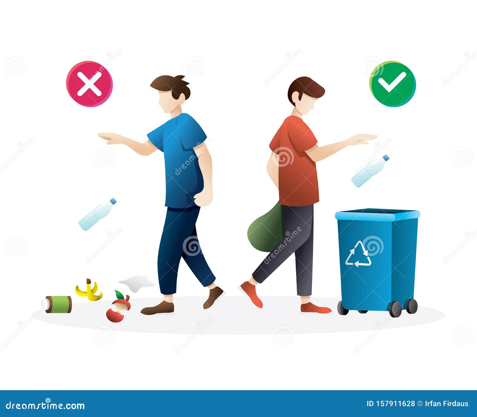 Throw them away. Вектор на прозрачном фоне люди убирают мусор. Throw away. Неправильный мусор. Ребенок выкидывает мусор неправильно.