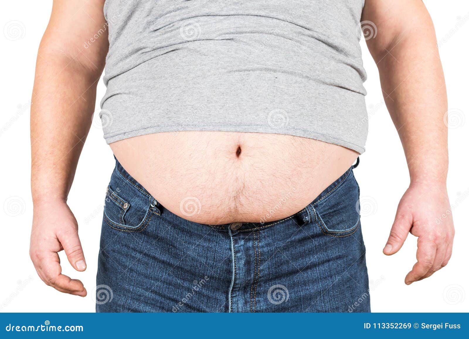 The Person with Excess Weight. Isolated on White Background Stock Image