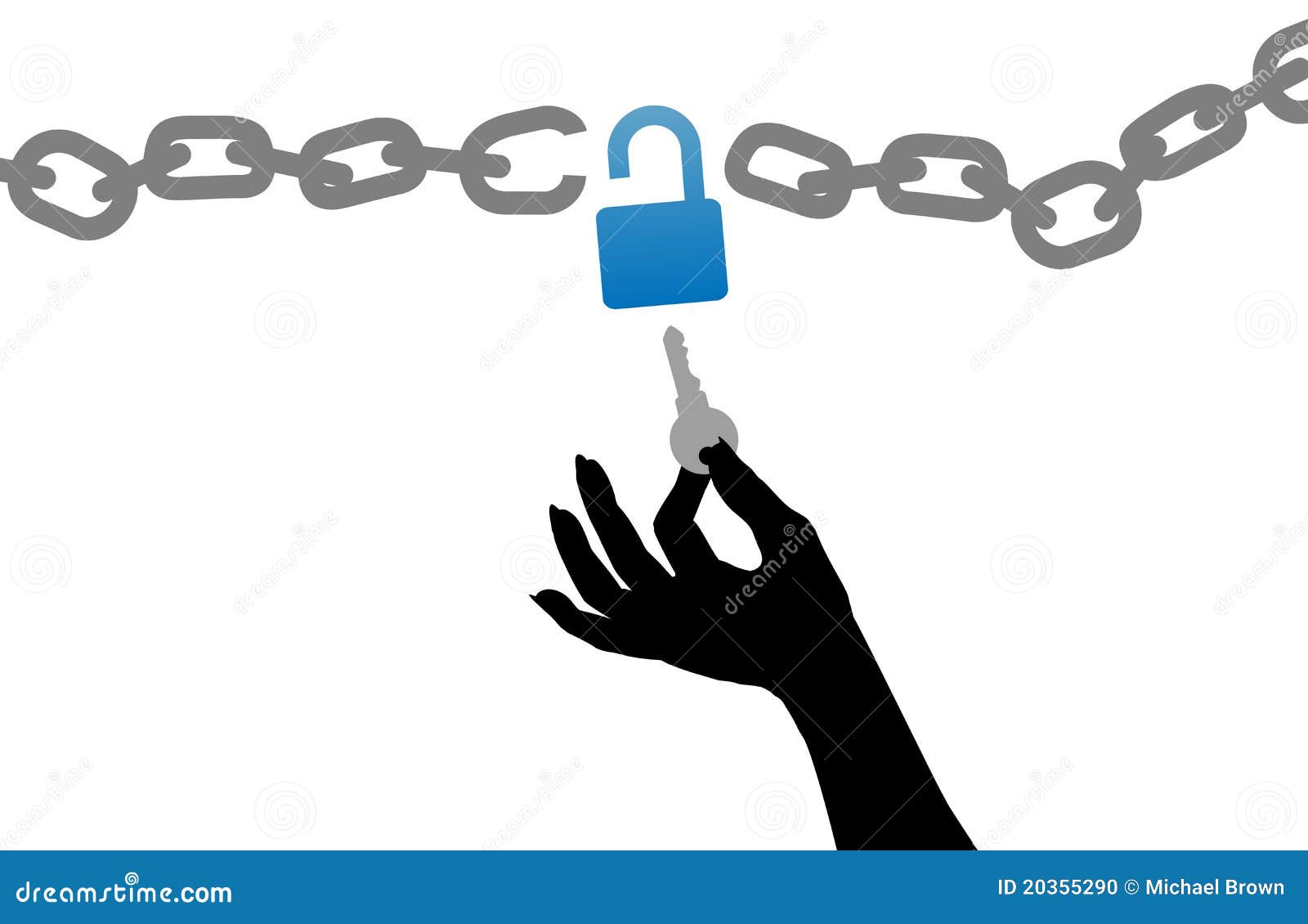person hand free unlock chain lock key
