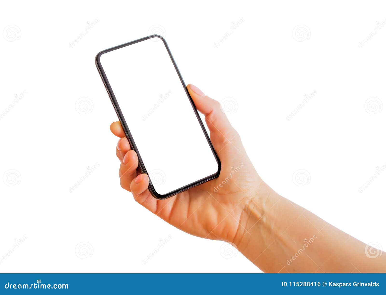 Download Person Holding Smartphone With Blank White Screen. Stock ...