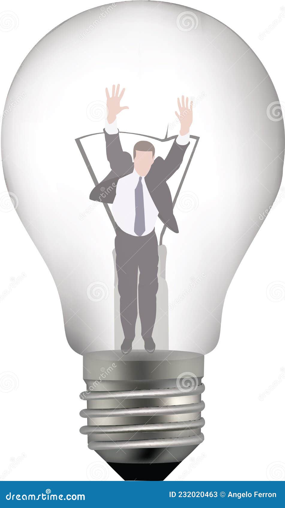 person locked inside a light bulb