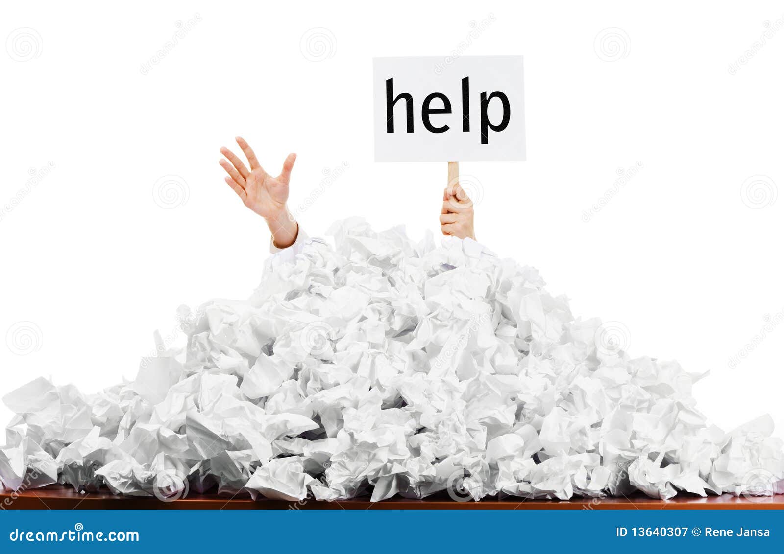 person in pile of papers