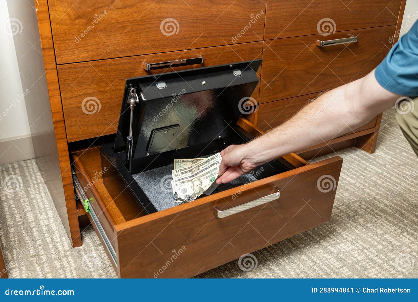 Person Placing Valuables in Hotel Room Safe Stock Image Image of code