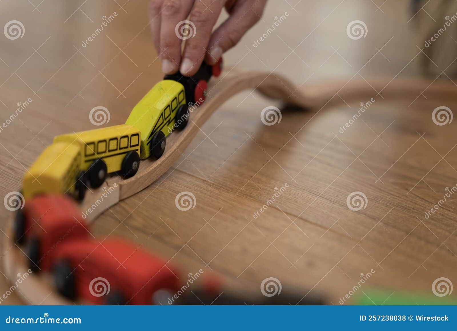 Person Playing with a Wooden Toy Train Stock Photo Image of railroad