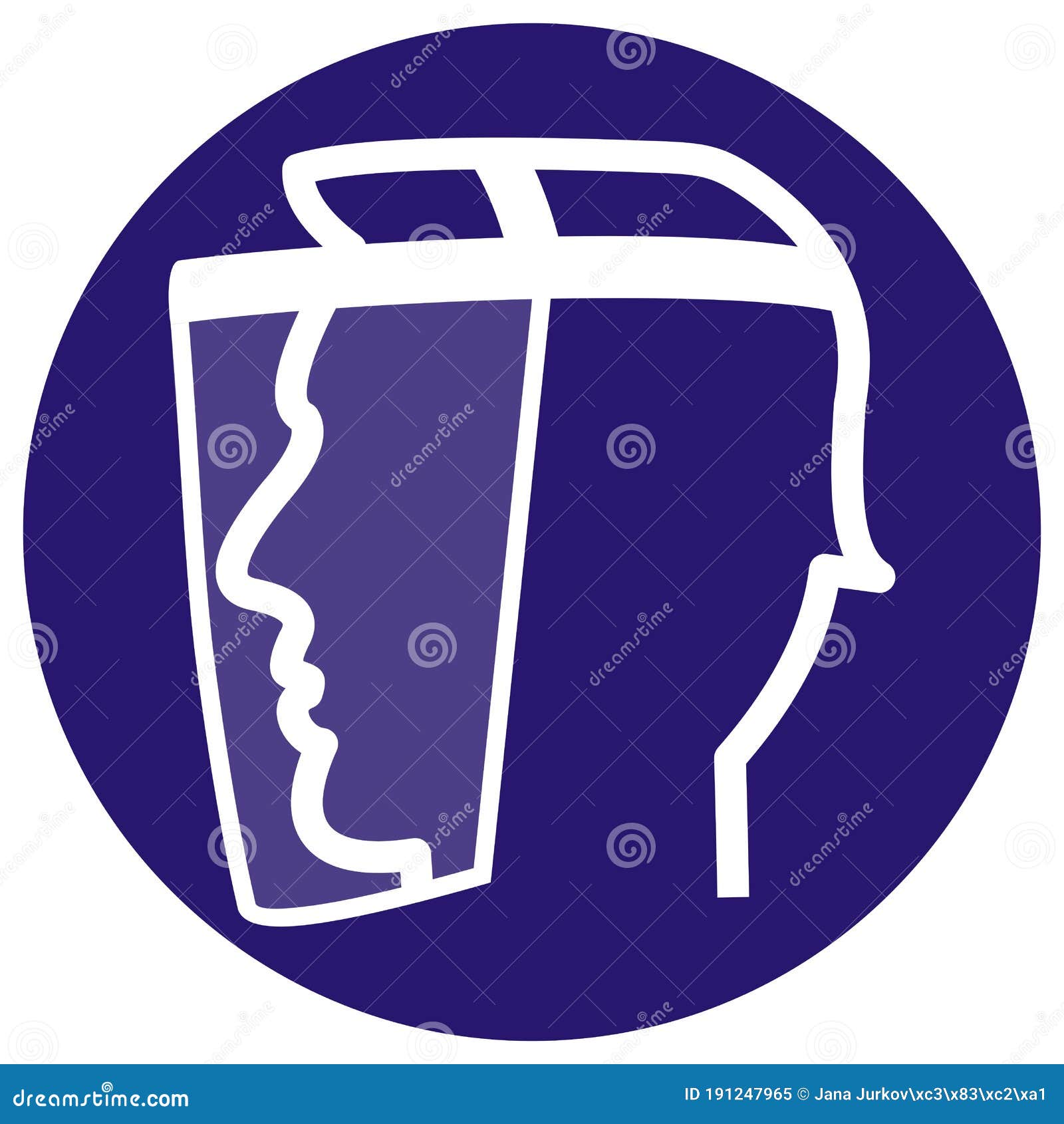 Protective Face Shield, Blue Circle Command Tag, Eps. Stock Vector