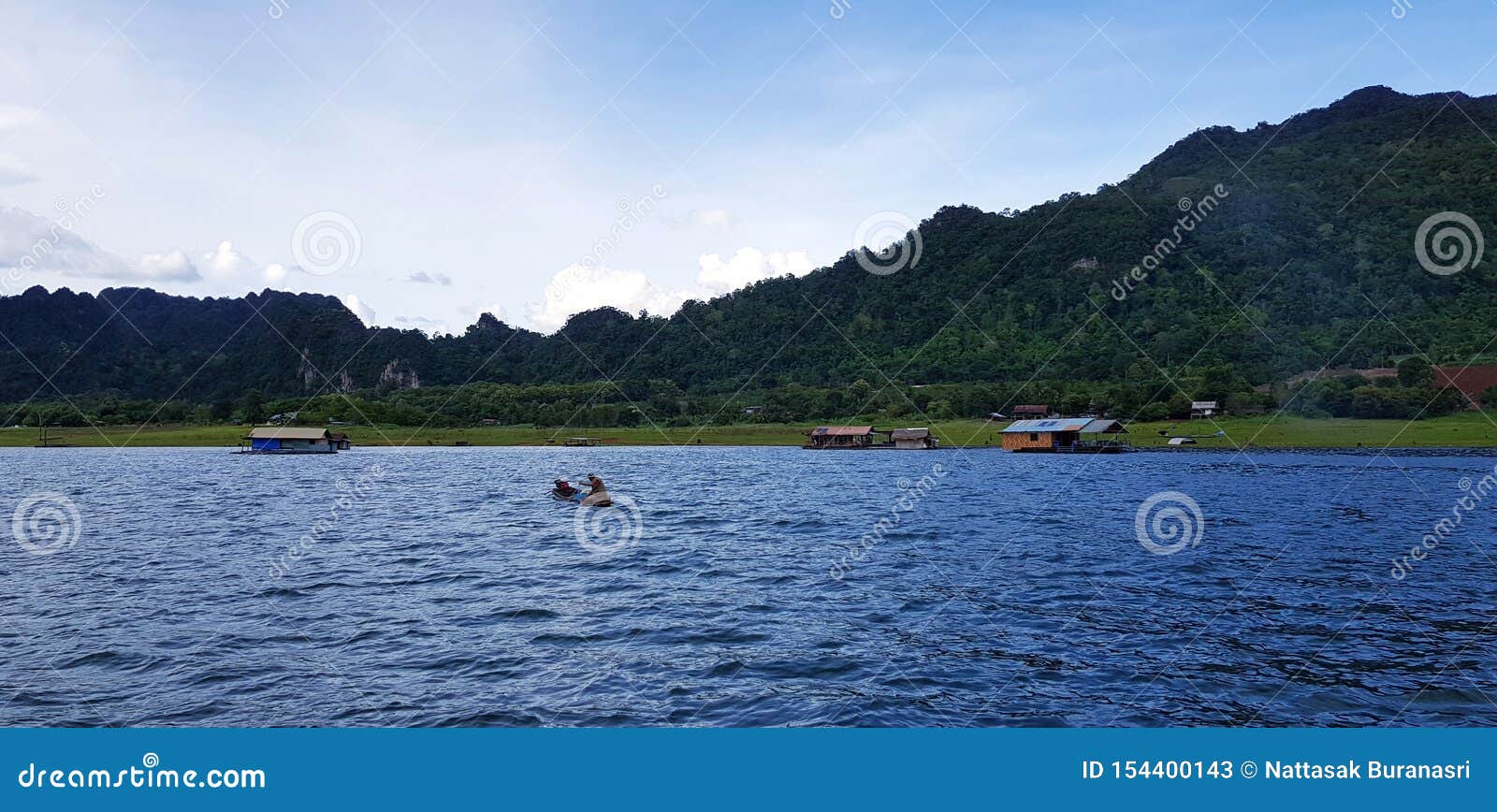 Person Ride on Longtail Boat on Big Lake with Beautiful Mountain and Sky  Background at Srinakarin DamKanchanaburi, Thailand. Stock Image - Image of  design, ceiling: 154400143