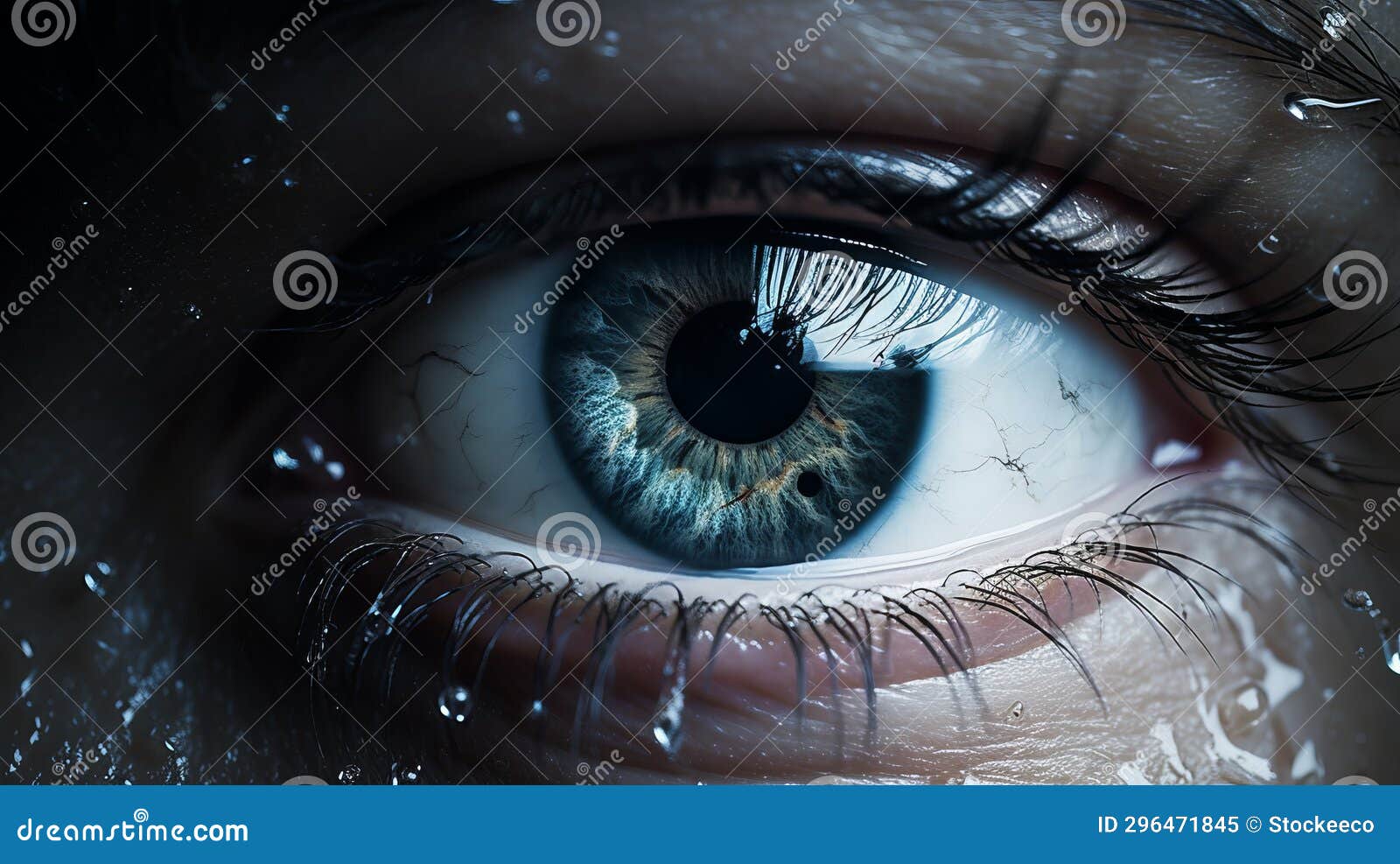 Raindrop Covered Eye: a Poignant and Hyper-realistic Portrait Stock ...