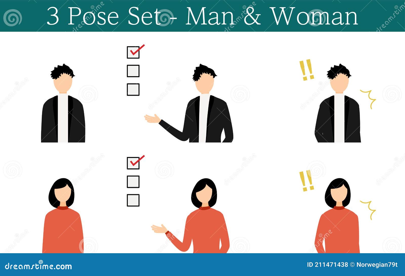 人物のポーズセット 正面を向く リストを示す 驚く Stock Illustration Illustration Of List 人物のポーズセット 正面を向く リストを示す 驚く Stock Illustration Illustration Of List