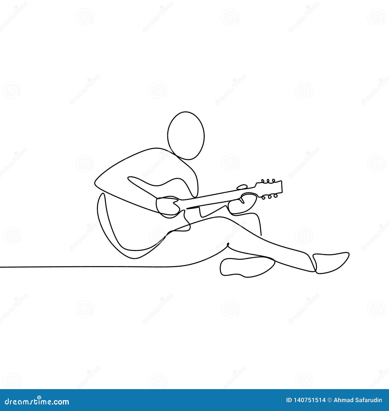 person sing a song with acoustic guitar continuous one line art drawing   minimalist 