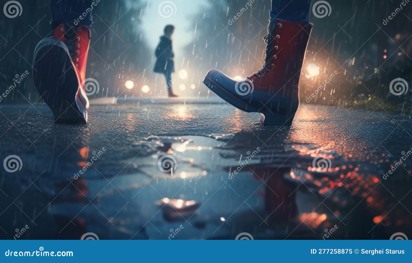 A Person Standing in the Rain Wearing Red Boots. Generative AI Image ...