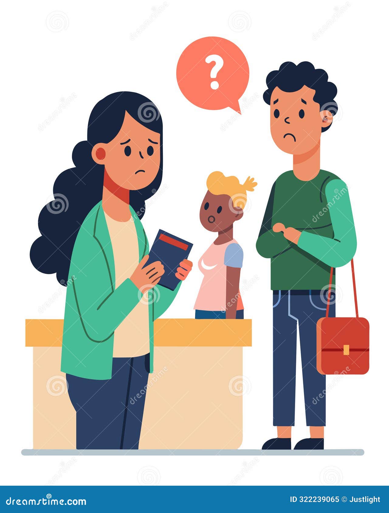 a person stands in line at a store realizing their wallet doesnt contain enough money to make the purchase.. 