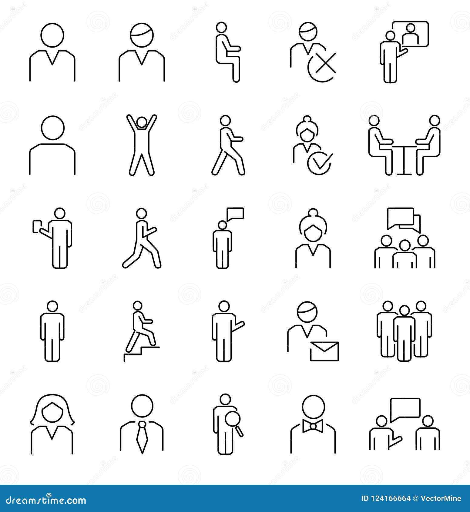 Person Symbols Basic Outline Vector Icons Collection Male Female And Group Of People Basic