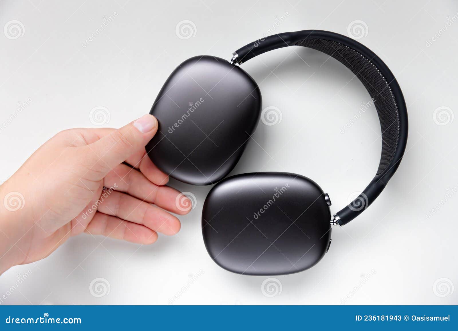 A Person about To Get a Set of AirPods Max, Space Grey Color Stock