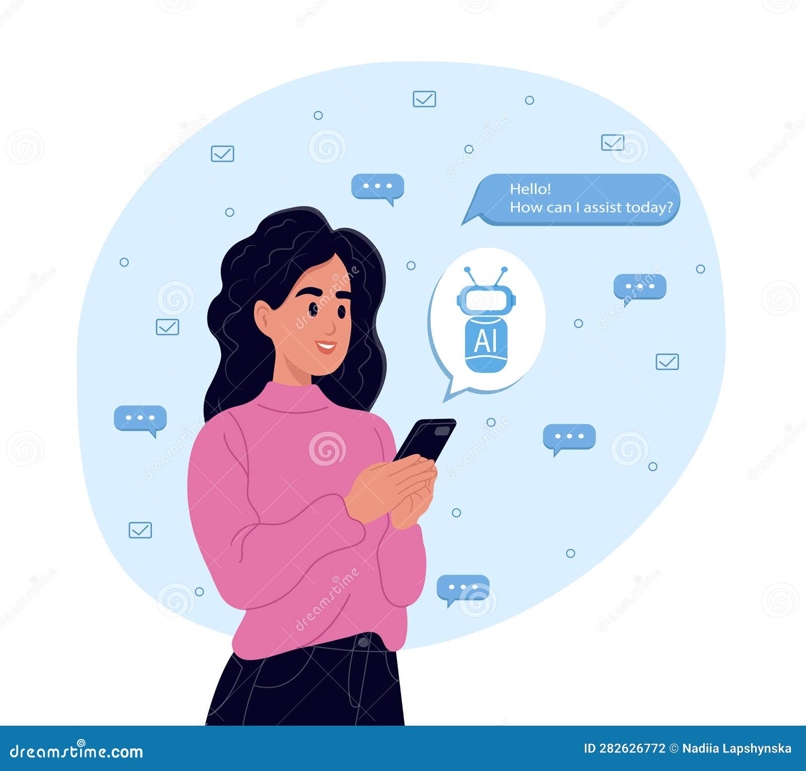 Uses the Technology of a Smart AI Robot. ChatGPT AI Chat Concept, Artificial Intelligence Stock