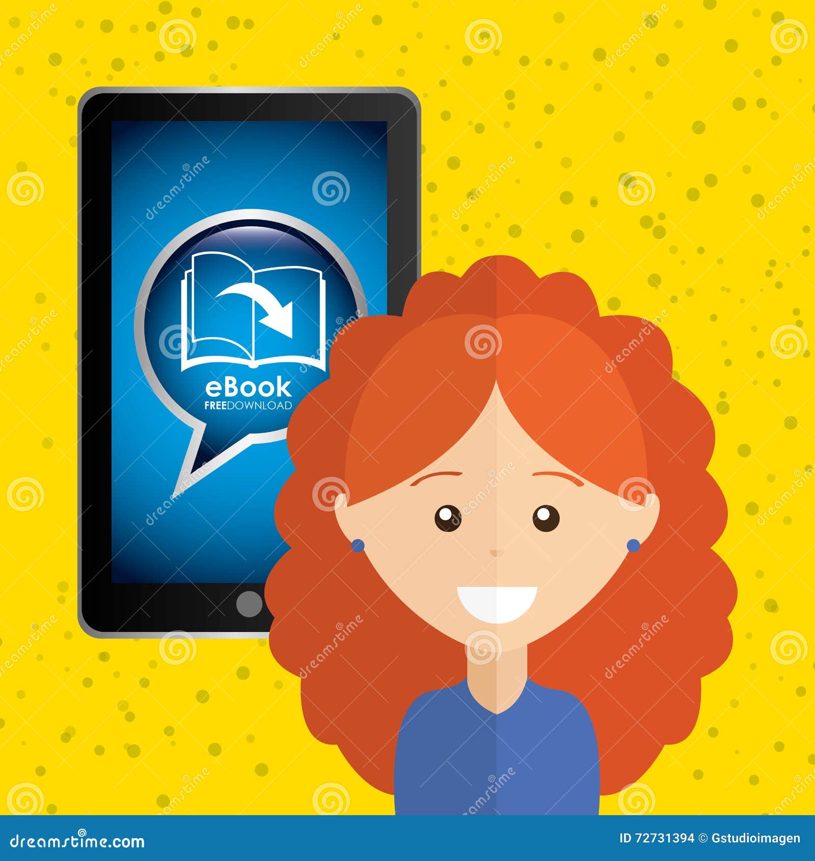 Person Using an Electronic Book Design Stock Illustration