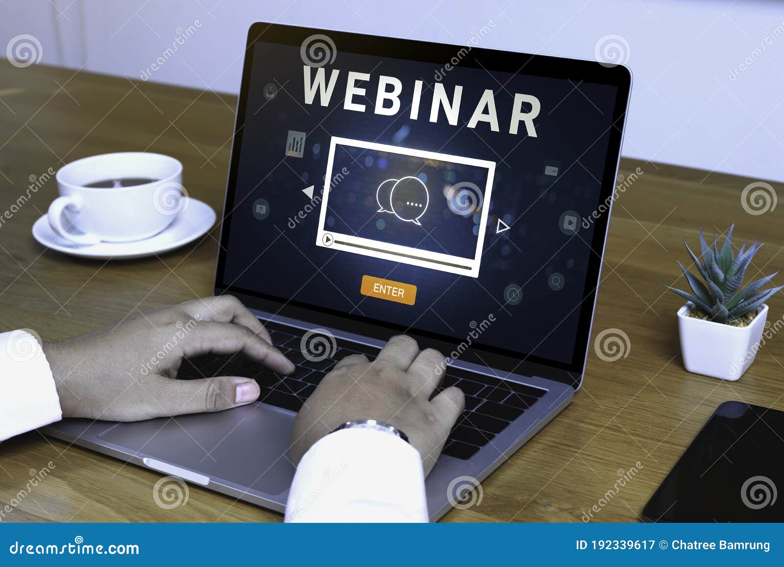 Person Using a Laptop Computer for Online Training inars. Elearning